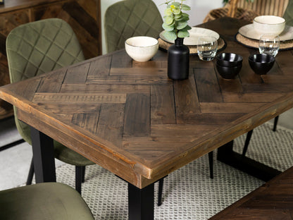 Table de salle à manger fixe Tulsa Dark 135 cm et chaise de salle à manger Dallas marron