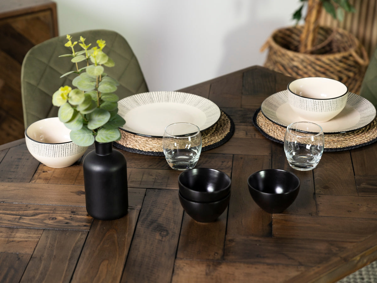 Table de salle à manger fixe Tulsa Dark 135 cm et chaise de salle à manger Houston grise