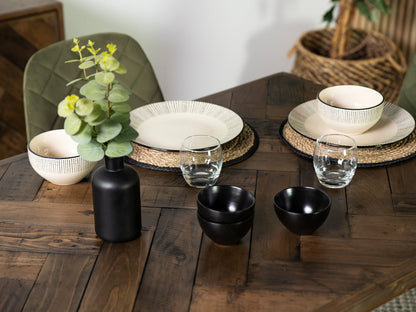 Table de salle à manger fixe Tulsa Dark 135 cm et chaise de salle à manger Houston grise