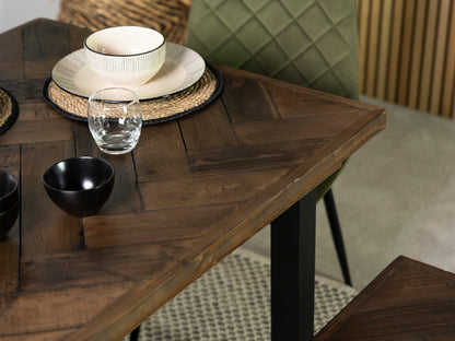 Table de salle à manger fixe Tulsa Dark 135 cm et chaise de salle à manger Houston marron