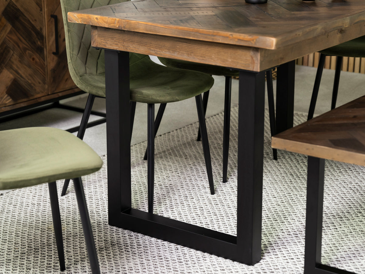 Table de salle à manger fixe Tulsa Dark 135 cm et chaise de salle à manger Houston marron