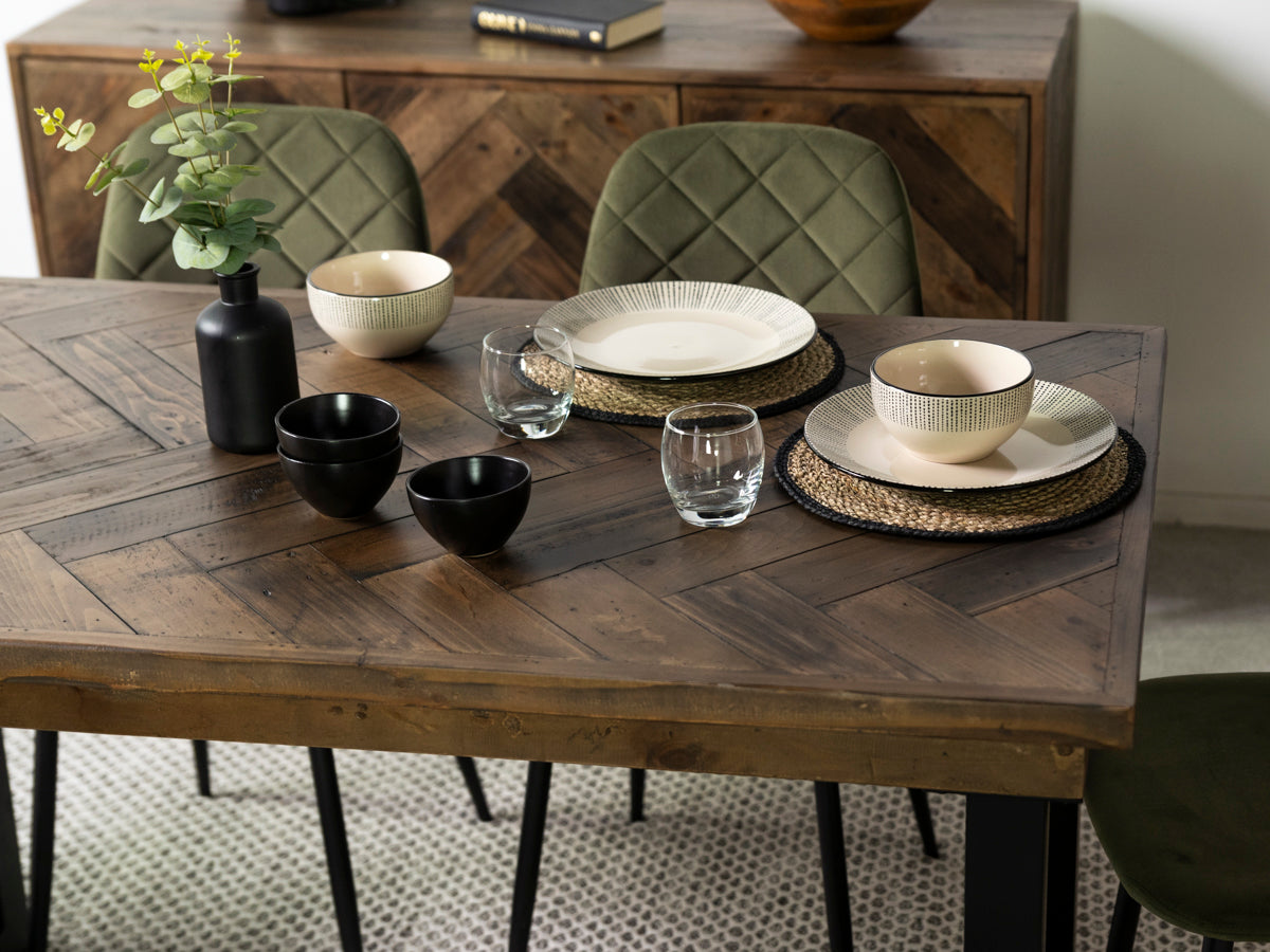 Table de salle à manger fixe Tulsa Dark 135 cm et chaise de salle à manger Houston grise