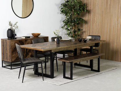 Table de salle à manger extensible Tulsa Dark (180 cm - 240 cm) et chaise de salle à manger Houston Grey