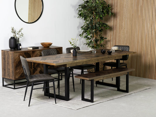 Table de salle à manger extensible Tulsa Dark (180 cm - 240 cm) et chaise de salle à manger Houston Grey