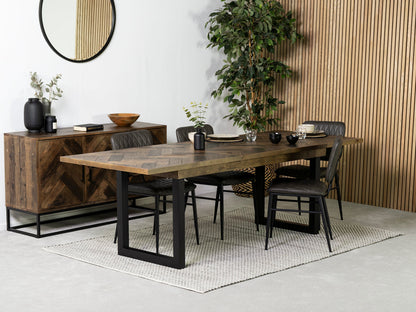 Table de salle à manger extensible Tulsa Dark (180 cm - 240 cm) et chaise de salle à manger Houston Grey