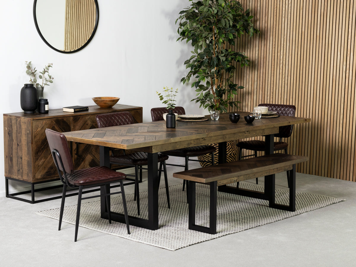 Table de salle à manger extensible Tulsa foncée (180 cm - 240 cm) et chaise de salle à manger Houston marron