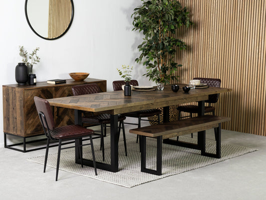 Table de salle à manger extensible Tulsa foncée (180 cm - 240 cm) et chaise de salle à manger Houston marron