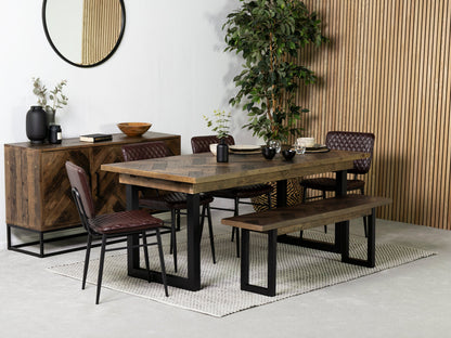 Table de salle à manger extensible Tulsa foncée (180 cm - 240 cm) et chaise de salle à manger Houston marron