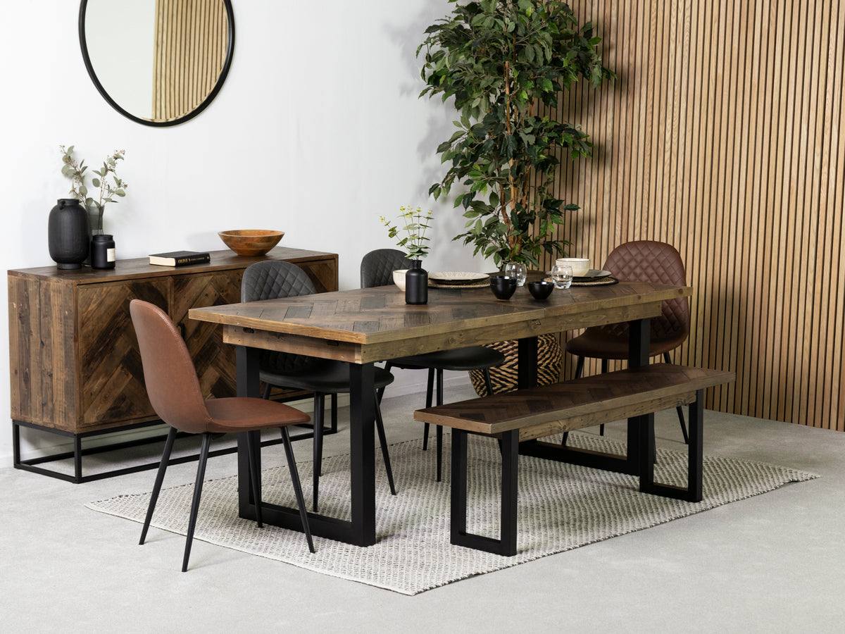 Table de salle à manger extensible Tulsa Dark (180 cm - 240 cm) et chaise de salle à manger Dallas Grey