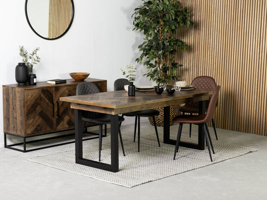 Table de salle à manger extensible Tulsa Dark (180 cm - 240 cm) et chaise de salle à manger Dallas Grey