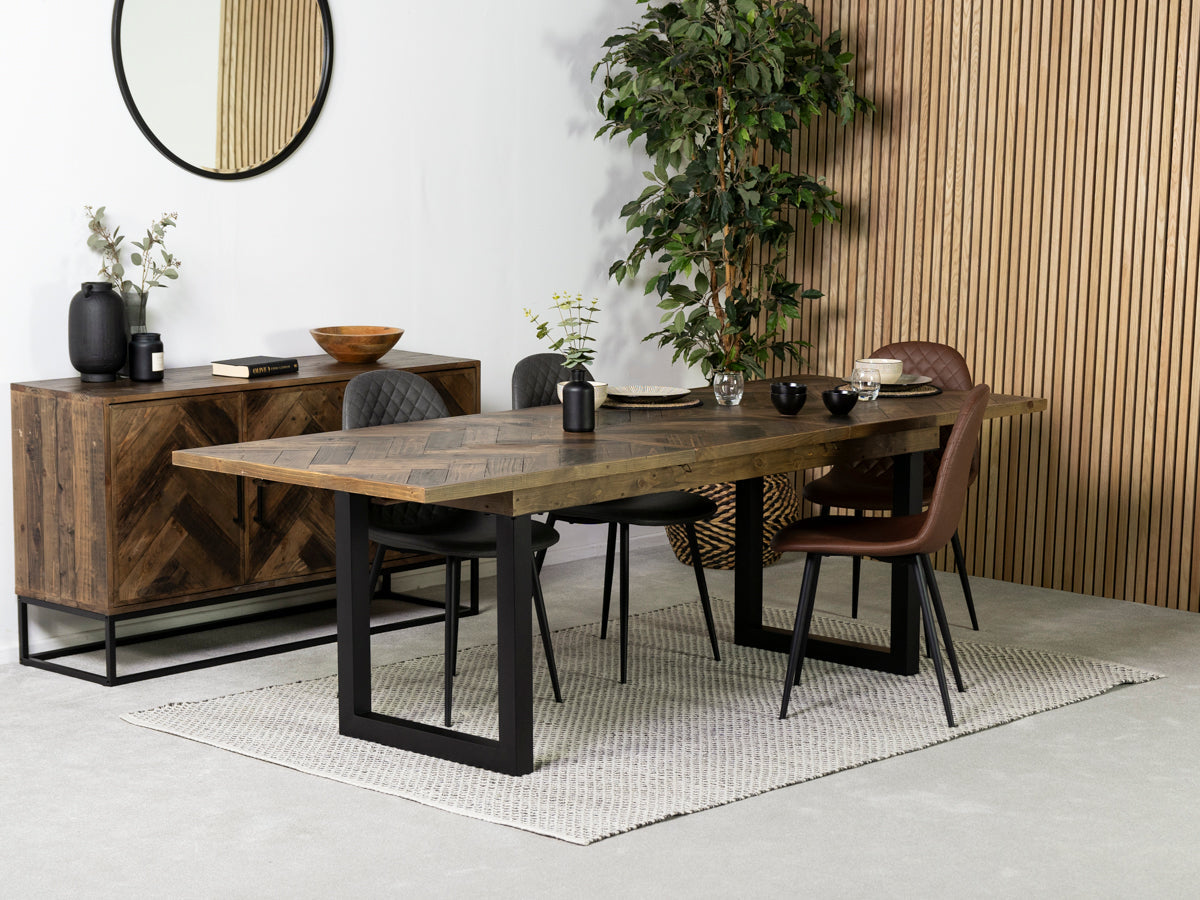 Table de salle à manger extensible Tulsa Dark (180 cm - 240 cm) et chaise de salle à manger Dallas Brown