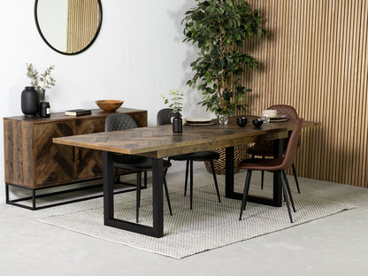 Table de salle à manger extensible Tulsa Dark (180 cm - 240 cm) et chaise de salle à manger Dallas Brown