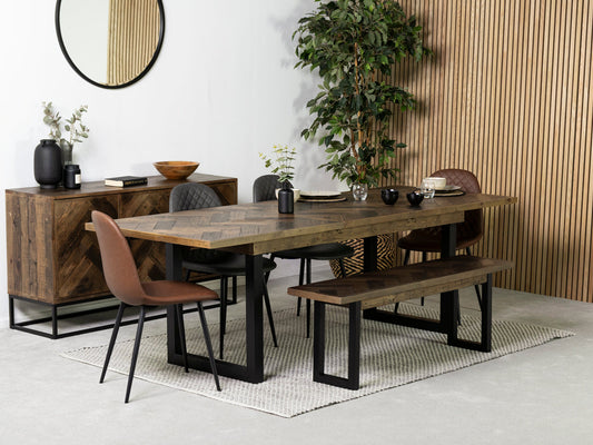 Table de salle à manger extensible Tulsa Dark (180 cm - 240 cm) et chaise de salle à manger Dallas Brown