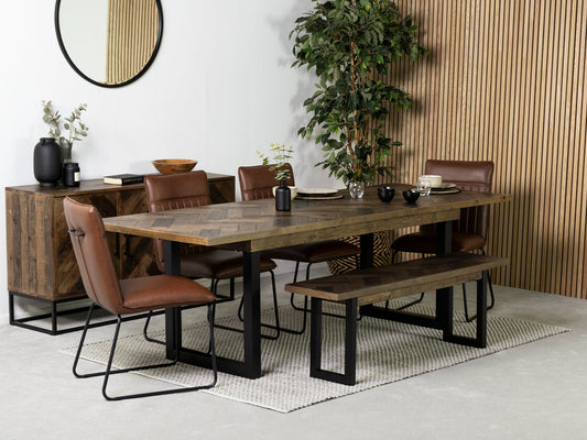 Table de salle à manger extensible Tulsa Dark (180 cm - 240 cm) et chaise de salle à manger Grainger marron