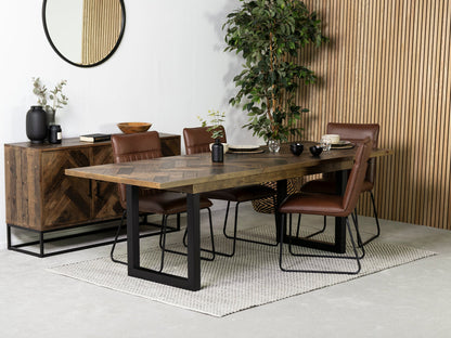 Table de salle à manger extensible Tulsa Dark (180 cm - 240 cm) et chaise de salle à manger Grainger marron