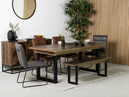 Table de salle à manger extensible Tulsa Dark (180 cm - 240 cm) et chaise de salle à manger Grainger grise