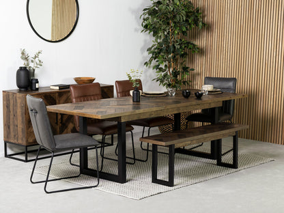 Table de salle à manger extensible Tulsa Dark (180 cm - 240 cm) et chaise de salle à manger Grainger grise