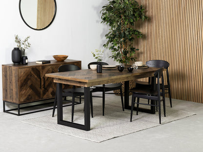 Table de salle à manger extensible Tulsa Dark (180 cm - 240 cm) et chaise de salle à manger Gabo noire