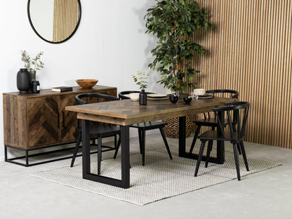 Table de salle à manger extensible Tulsa Dark (180 cm - 240 cm) et chaise de salle à manger Bogart noire