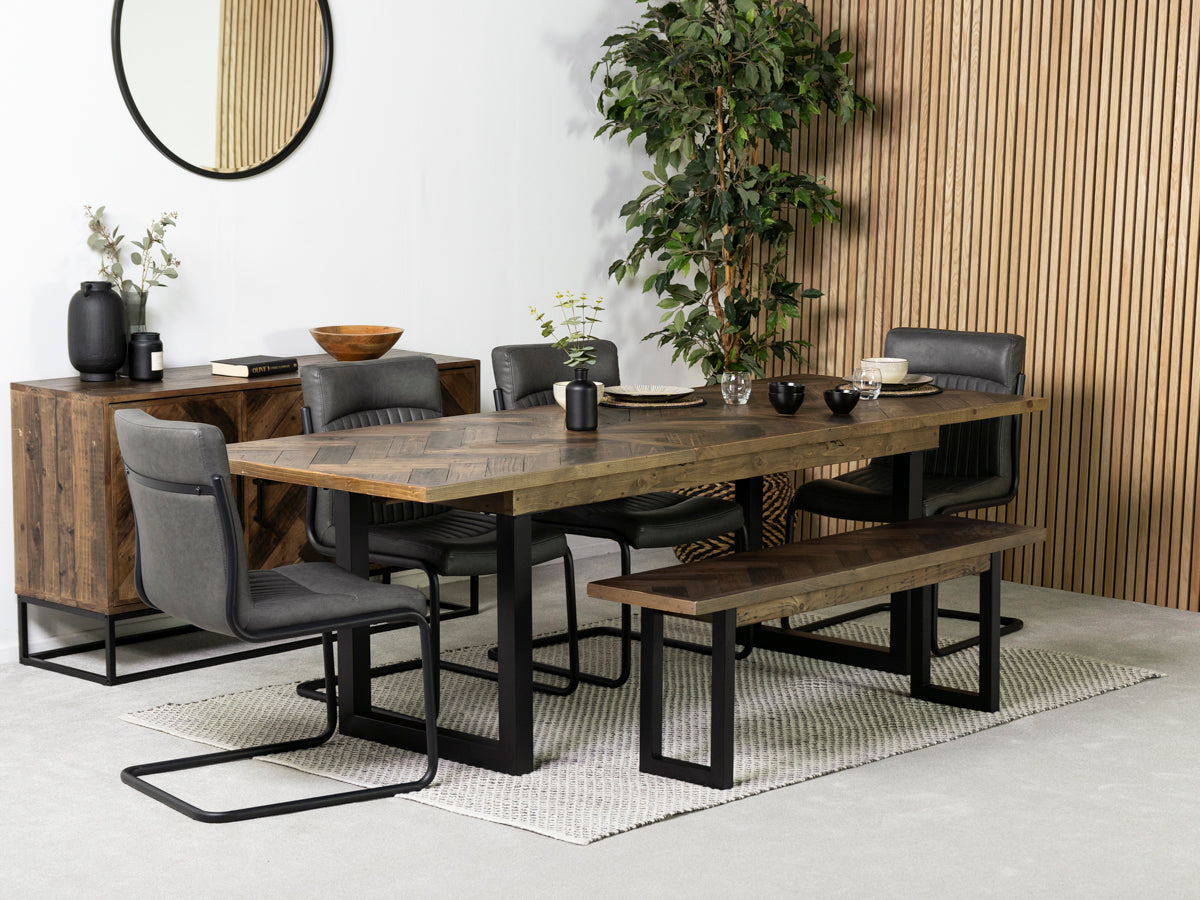 Table de salle à manger extensible Tulsa Dark (180 cm - 240 cm) et chaise de salle à manger gris auburn