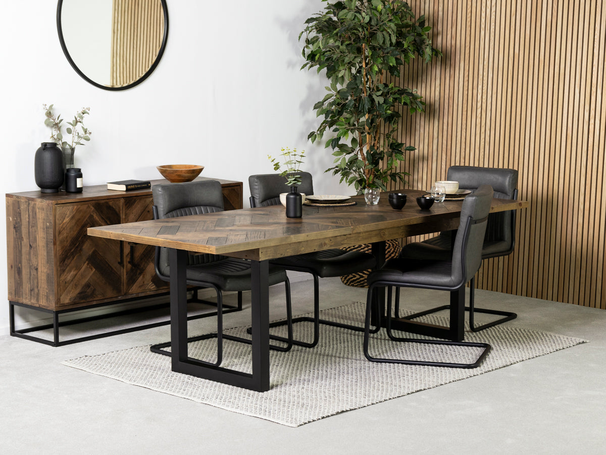 Table de salle à manger extensible Tulsa Dark (180 cm - 240 cm) et chaise de salle à manger gris auburn