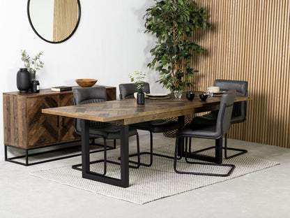 Table de salle à manger extensible Tulsa Dark (180 cm - 240 cm) et chaise de salle à manger gris auburn