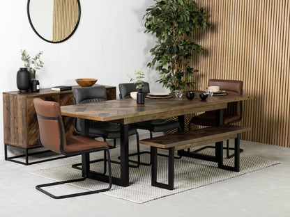 Table de salle à manger extensible Tulsa Dark (180 cm - 240 cm) et chaise de salle à manger marron auburn