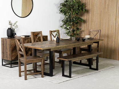 Table de salle à manger extensible Tulsa Dark (180 cm - 240 cm) et chaise de salle à manger à dossier croisé Tulsa Dark