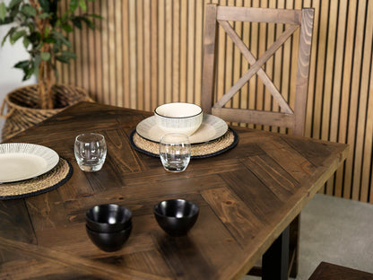 Table de salle à manger extensible Tulsa Dark (180 cm - 240 cm) et chaise de salle à manger Grainger grise