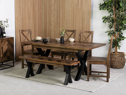 Table de salle à manger extensible Tulsa à pieds croisés foncés (140 cm - 180 cm)