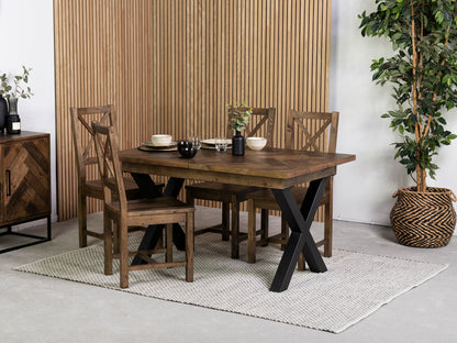 Table de salle à manger extensible Tulsa à pieds croisés foncés (140 cm - 180 cm)