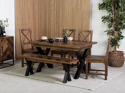 Table de salle à manger extensible Tulsa à pieds croisés foncés (140 cm - 180 cm)