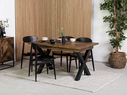 Table de salle à manger extensible Tulsa Dark Cross Leg (140 cm - 180 cm) et chaises de salle à manger Gabo