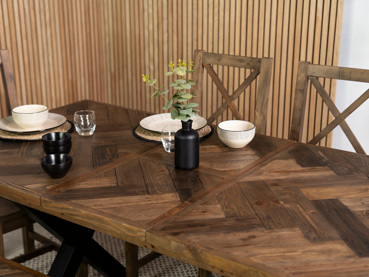 Table de salle à manger extensible Tulsa à pieds croisés foncés (140 cm - 180 cm)