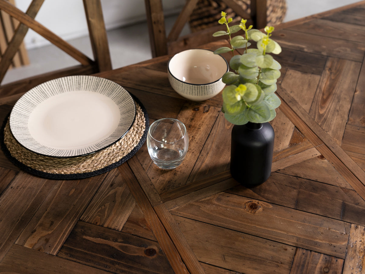 Table de salle à manger extensible Tulsa à pieds croisés foncés (140 cm - 180 cm)