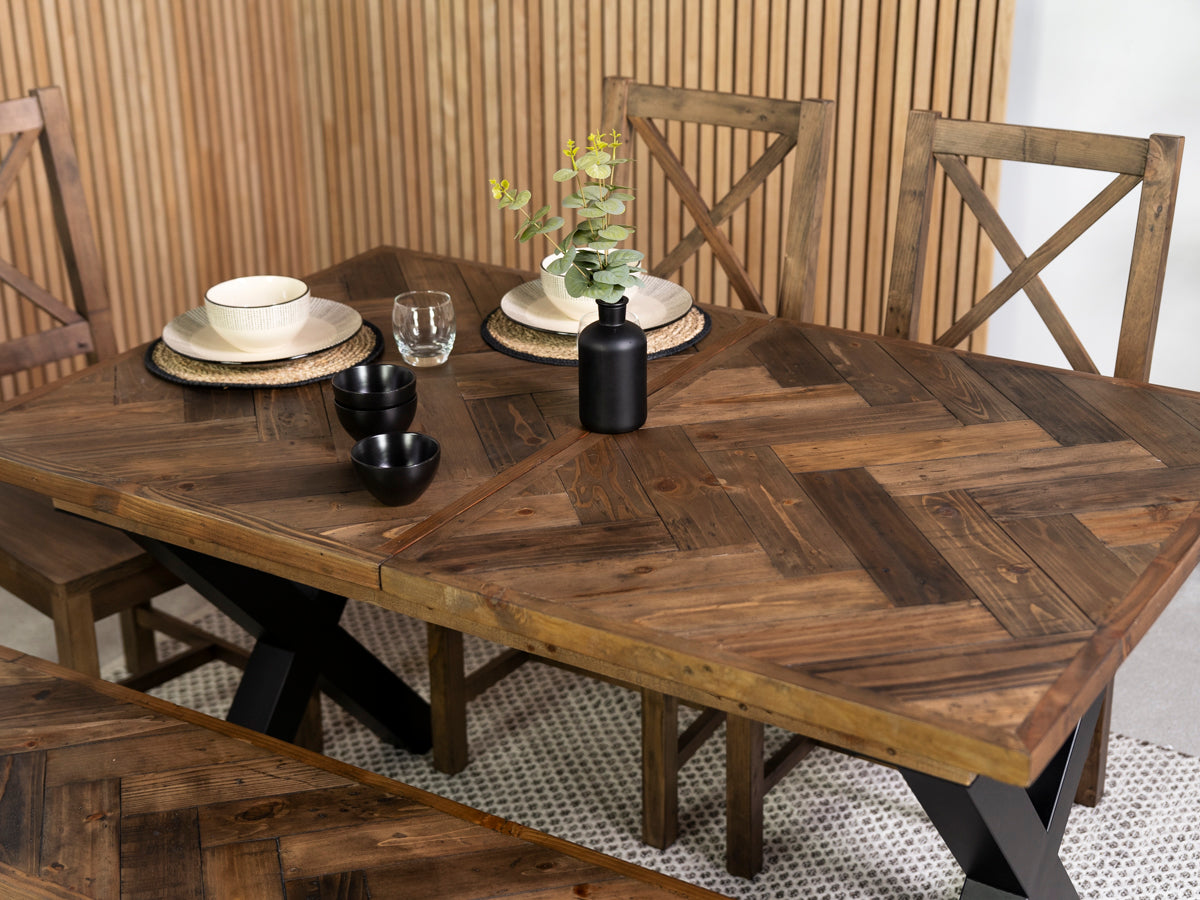 Table de salle à manger extensible Tulsa à pieds croisés foncés (140 cm - 180 cm)