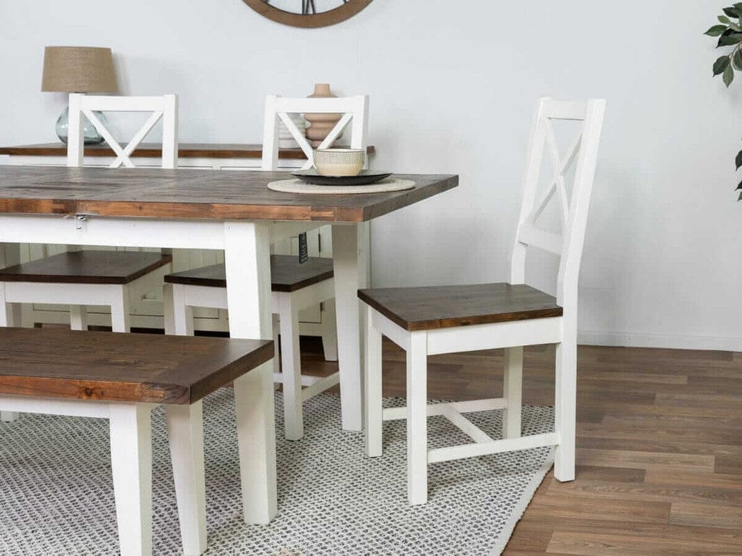 Table de salle à manger extensible Devon (140 cm - 180 cm) et banc