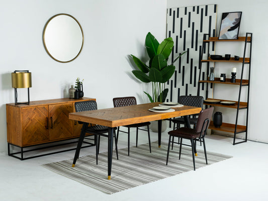 Table de salle à manger extensible Mode 180-240 cm et chaises de salle à manger grises Houston