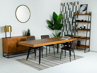 Table de salle à manger extensible Mode 180-240 cm et chaises de salle à manger marron Houston