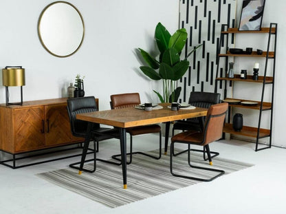 Table de salle à manger à plateau fixe Mode (180 cm) et chaises de salle à manger marron auburn