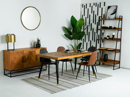 Table de salle à manger extensible Mode 140-180 cm et chaises de salle à manger Dallas couleur fauve