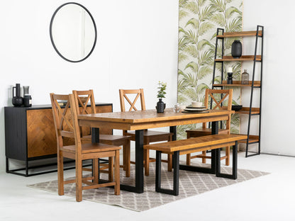 Table de salle à manger extensible Tulsa (180 cm - 240 cm) et chaises de salle à manger à dossier croisé Tulsa