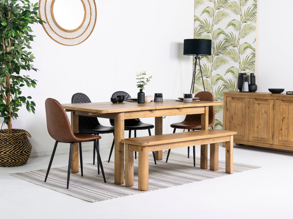 Table de salle à manger extensible Exeter (140 cm - 180 cm) et chaises de salle à manger Dallas couleur fauve