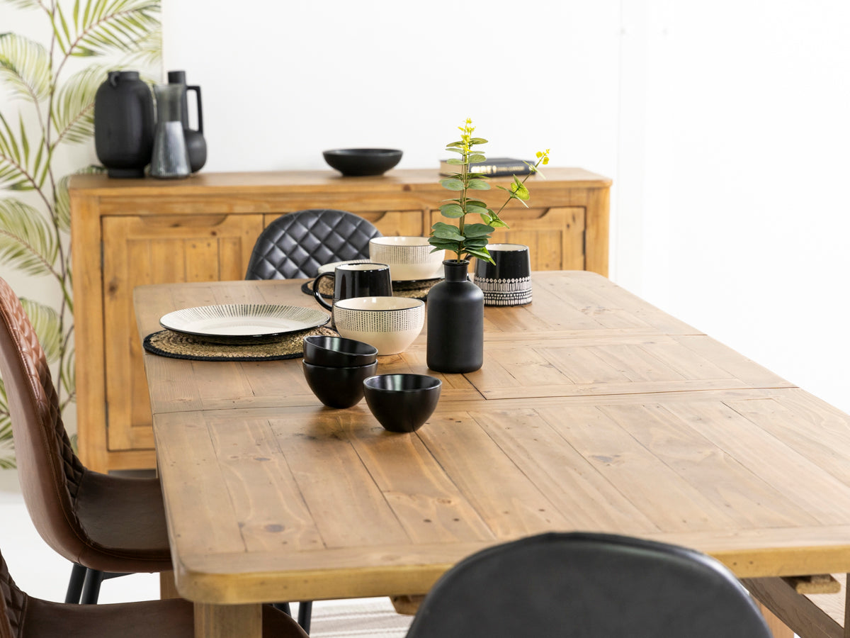 Table de salle à manger extensible Exeter (140 cm - 180 cm) et chaises de salle à manger marron Houston