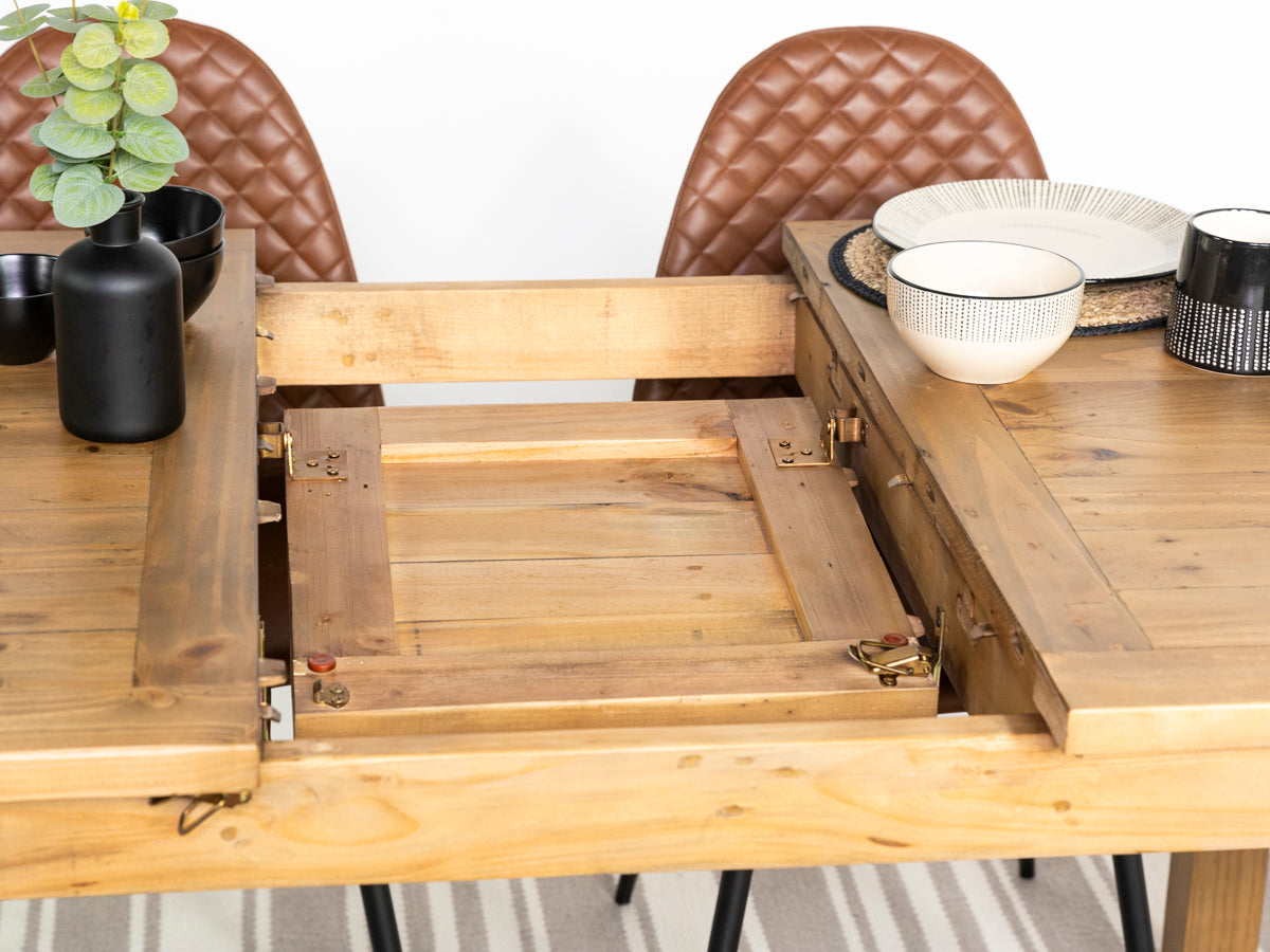 Table de salle à manger extensible Exeter (140 cm - 180 cm) et chaises de salle à manger Dallas couleur fauve