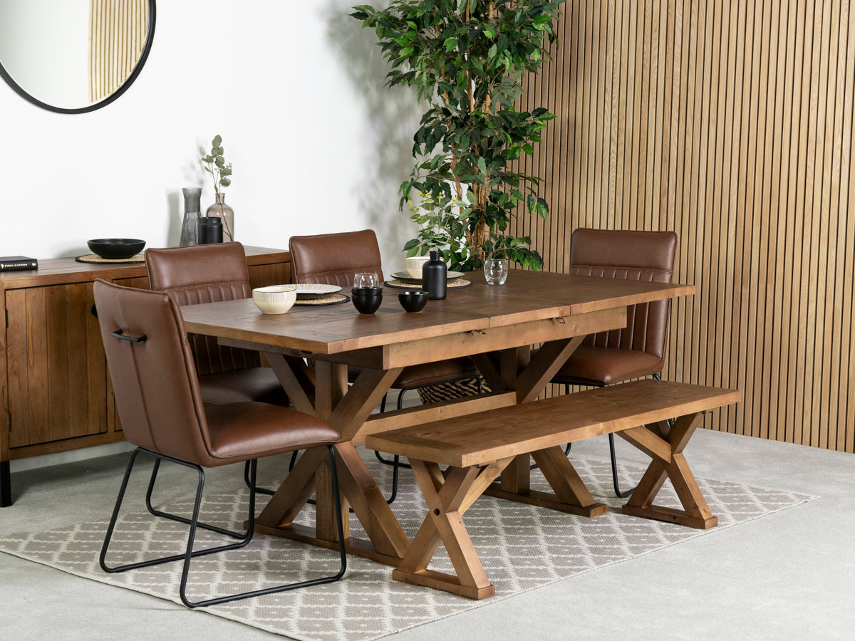 Table de salle à manger extensible Provence (140-180 cm) et chaise de salle à manger marron Grainger