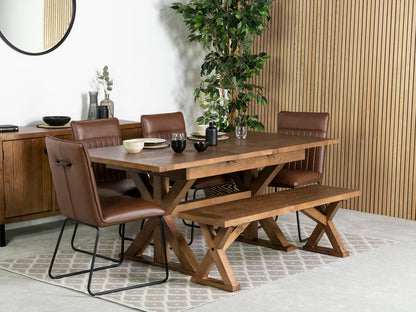 Table de salle à manger extensible Provence (140-180 cm) et chaise de salle à manger marron Grainger