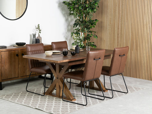 Table de salle à manger extensible Provence (140-180 cm) et chaise de salle à manger marron Grainger