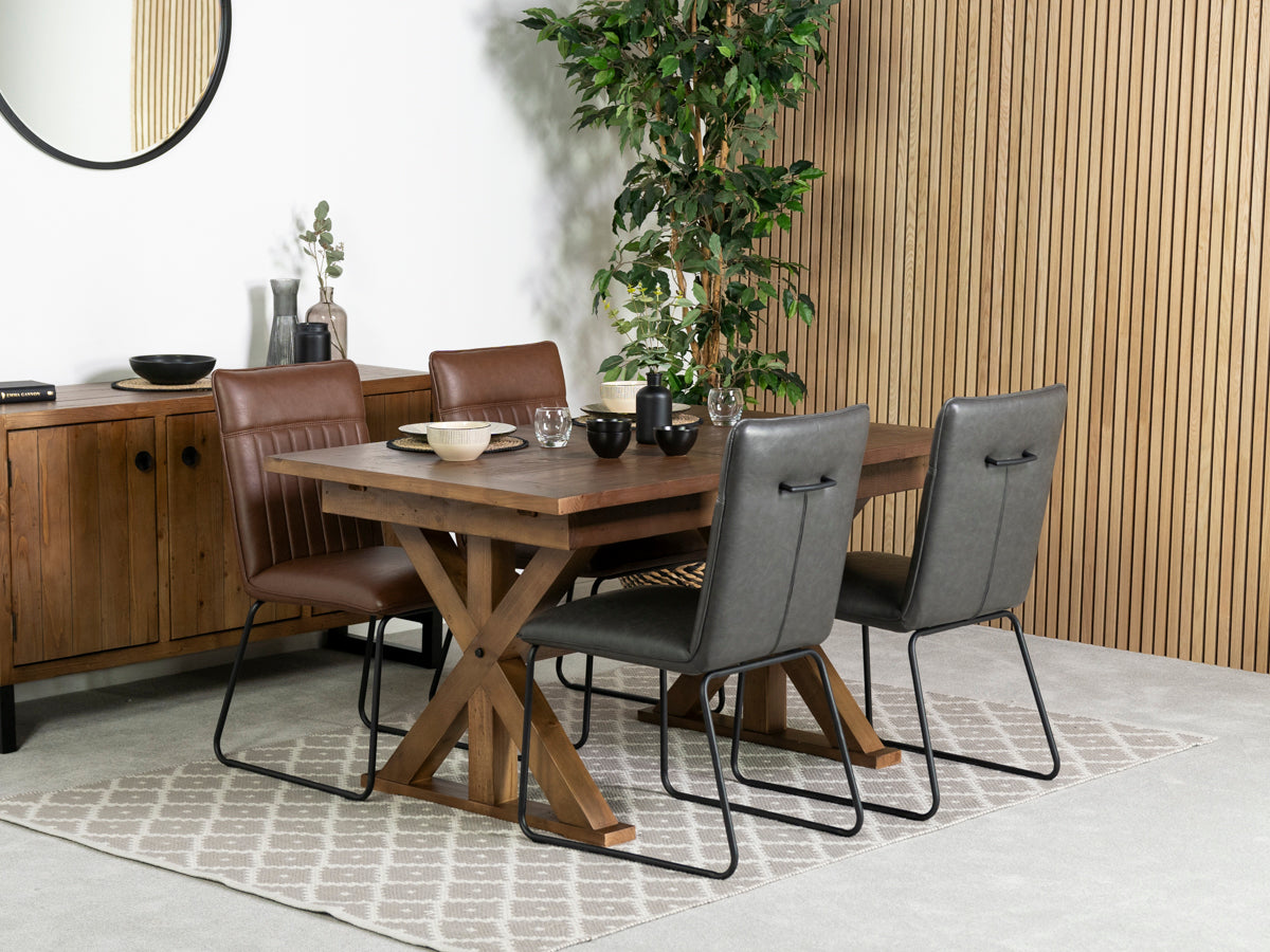 Table de salle à manger extensible Provence (140-180 cm) et chaise de salle à manger grise Grainger