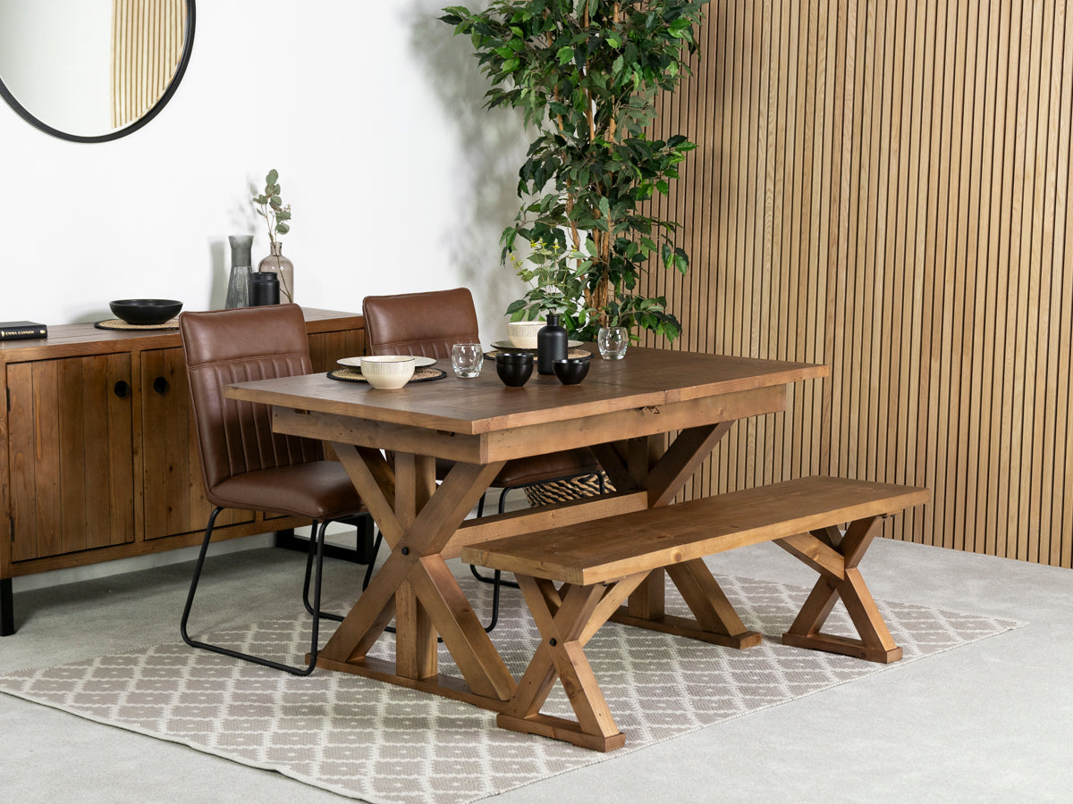 Table de salle à manger extensible Provence (140-180 cm) et chaise de salle à manger marron Grainger